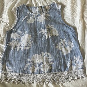 Forever 21 Striped Blue and White Top